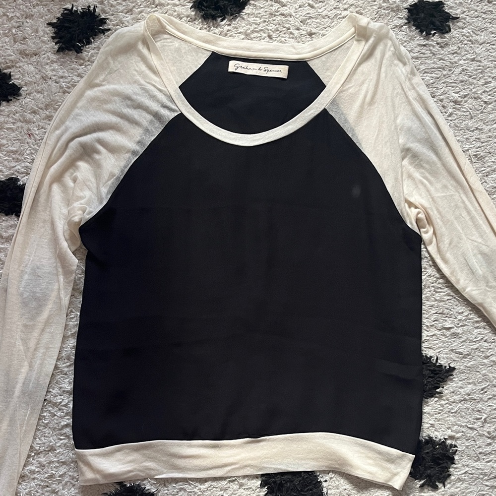 Graham & Spender size P Black and Cream Women's Top
